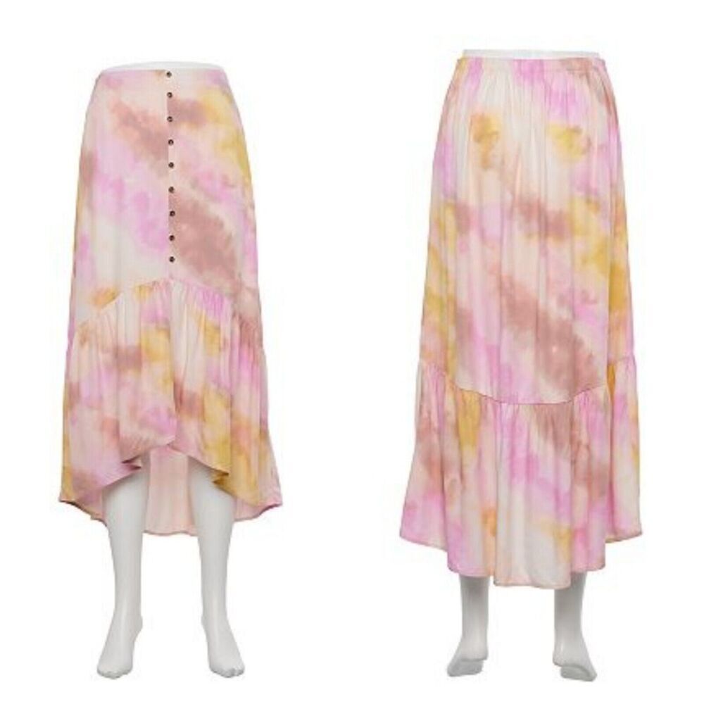 REWIND SKIRT Tie Dye Size Medium Juniors Midi Lo-Hi skirt Brand New
